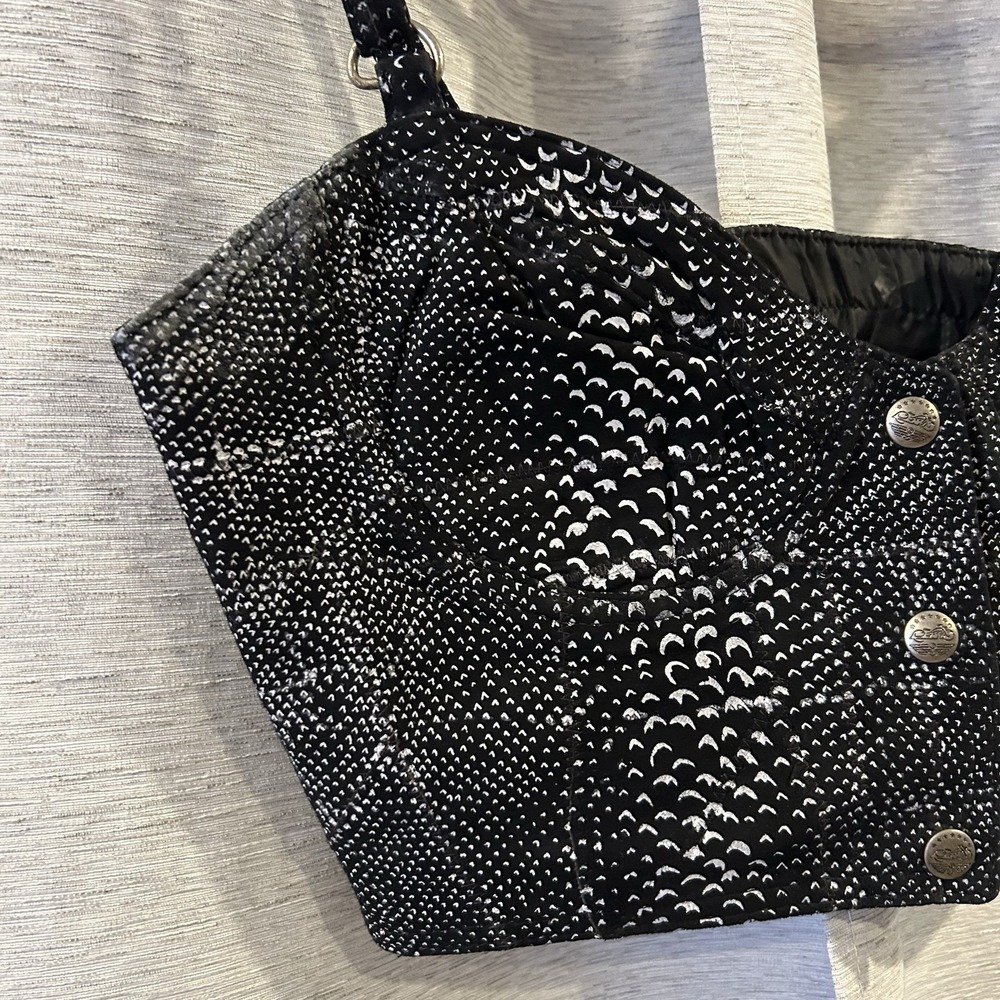 FABULOUS Vintage‎ Leather Easy Rider Motorcycle BUSTIER-Bra -Corset Closer Snaps - Picture 3 of 8